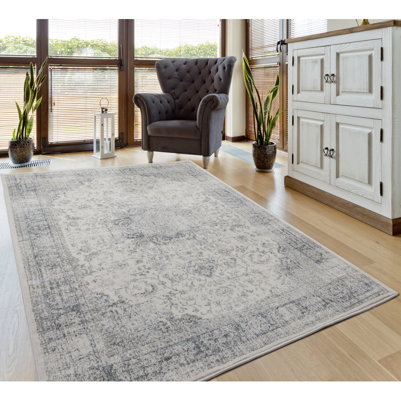 Tapis oriental ivoire Olander, Rectangle 1 pi 10 po x 3 pi