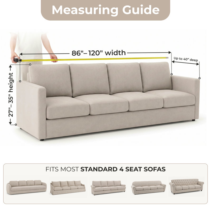 Stretch Pet Friendly Sofa Slipcover - Washable Couch Slip Cover Furniture Protector, 35" H x 110" W x 40" D, Soft Taupe