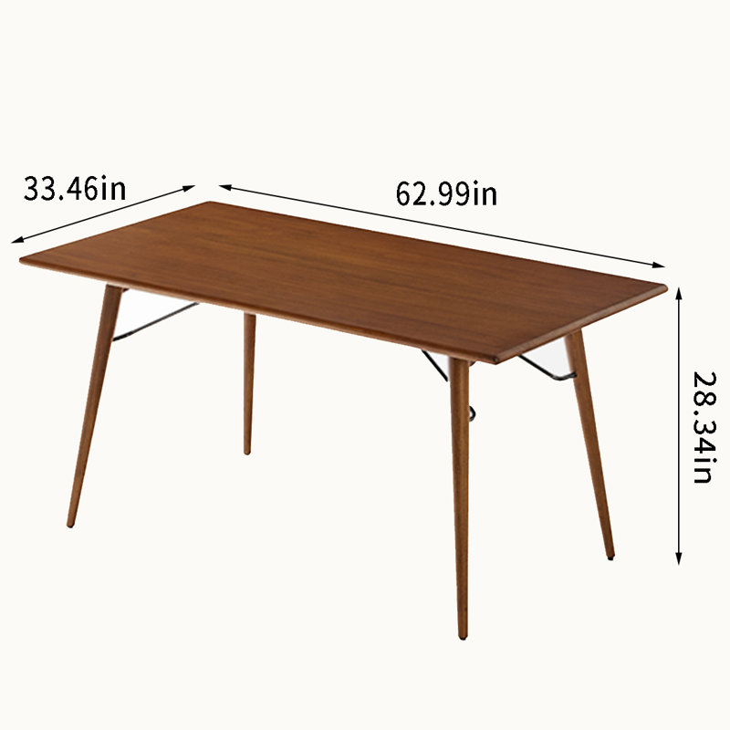Mulderig Solid Wood Dining Table, 28.34" H x 62.99" L x 33.46" W