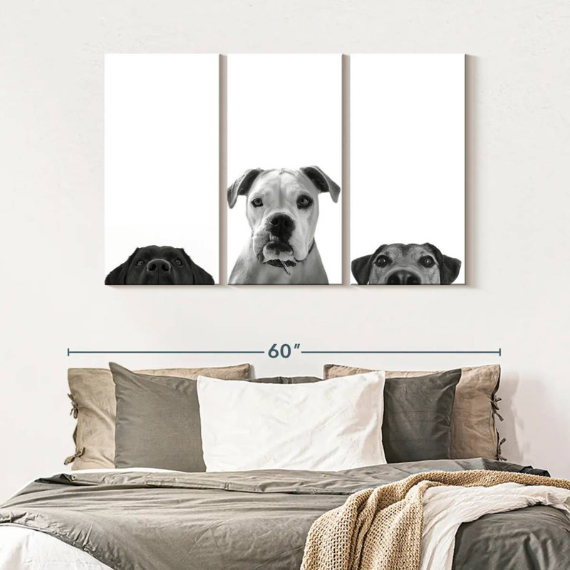 «Curious Dogs», reproduction sur toile, H 32 po x l 50 po x P 1,25 po