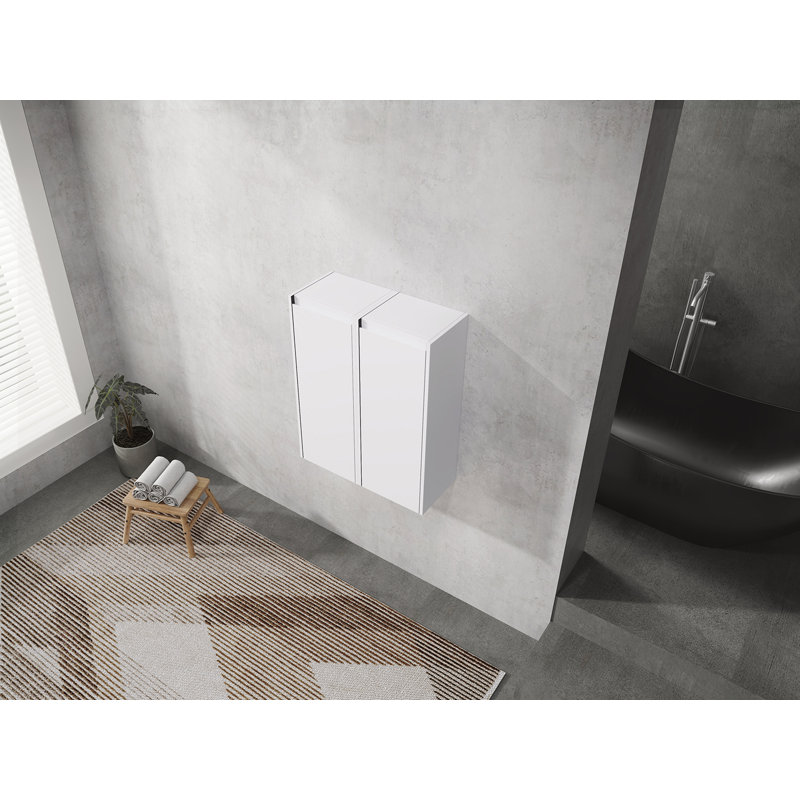 Float Mounting Design Bathroom Side Cabinet, White