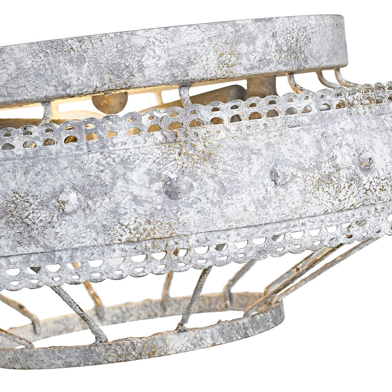 Oyster White Rustic Farmhouse 14" Flush Mount