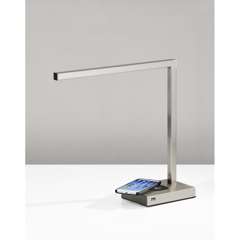 Metal USB Desk Lamp, Brushed Steel