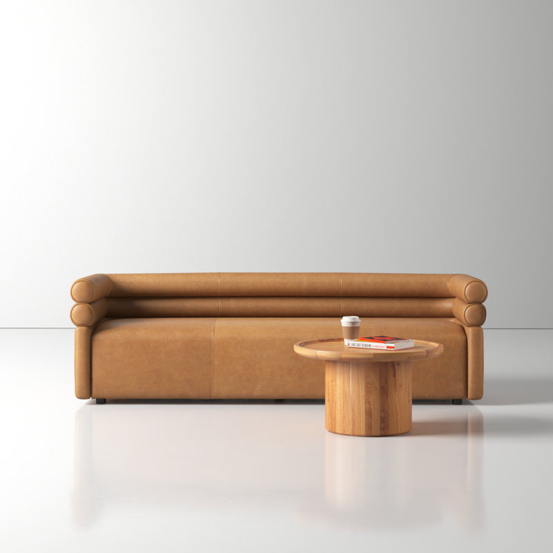 Arve Upholstered 88.5'' Sofa, Palermo Cognac Genuine Leather