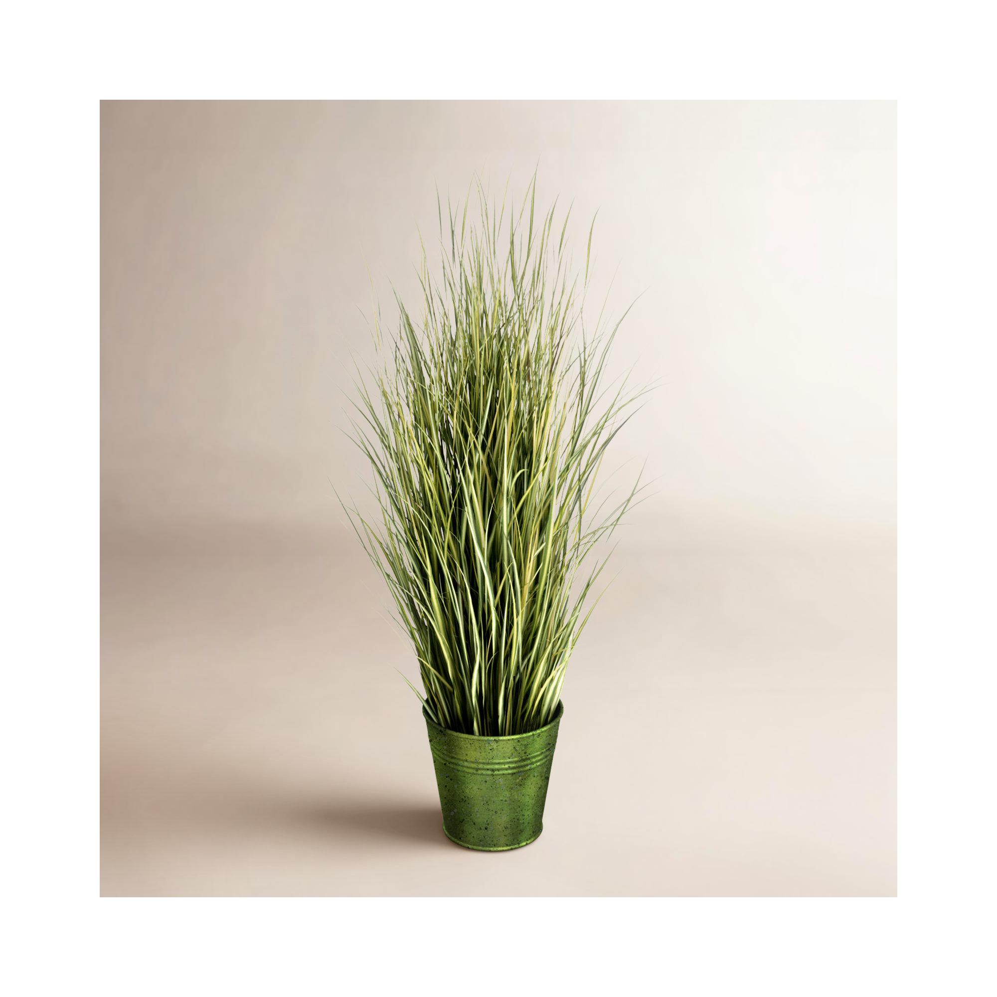 Artificial Green Grass in Metal Pot , 37" H x 23" W x 23" D