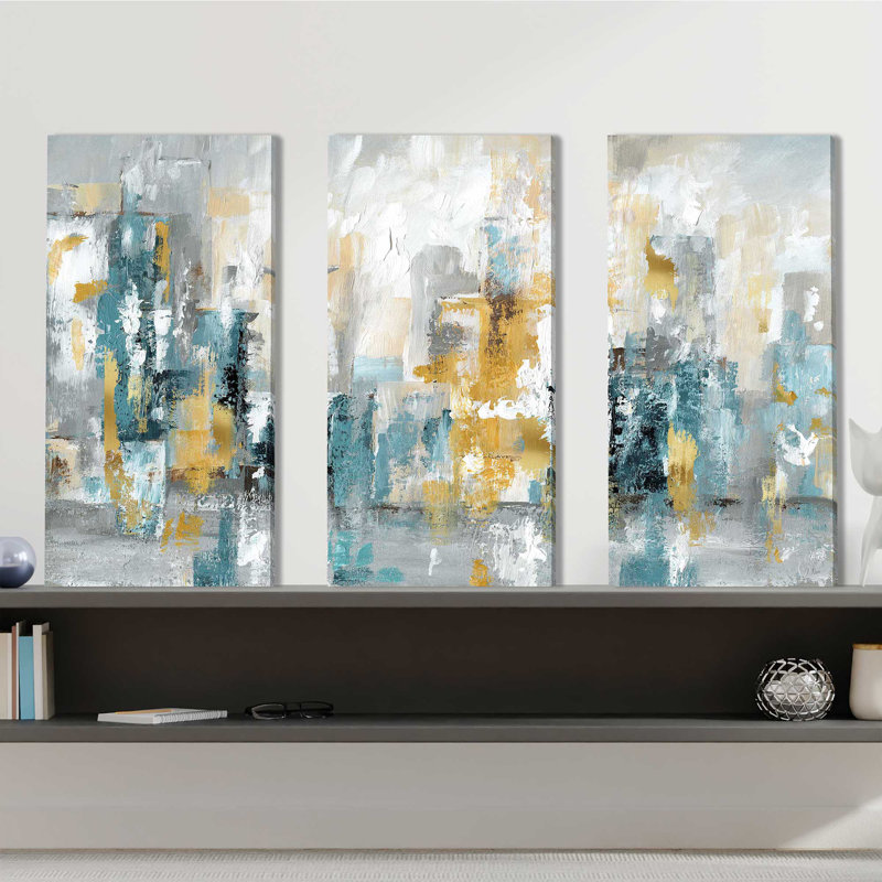 City Views II - ensemble de 3 reproductions d'art sur toile tendue, H 32 po x l 48 po x P 0,75 po