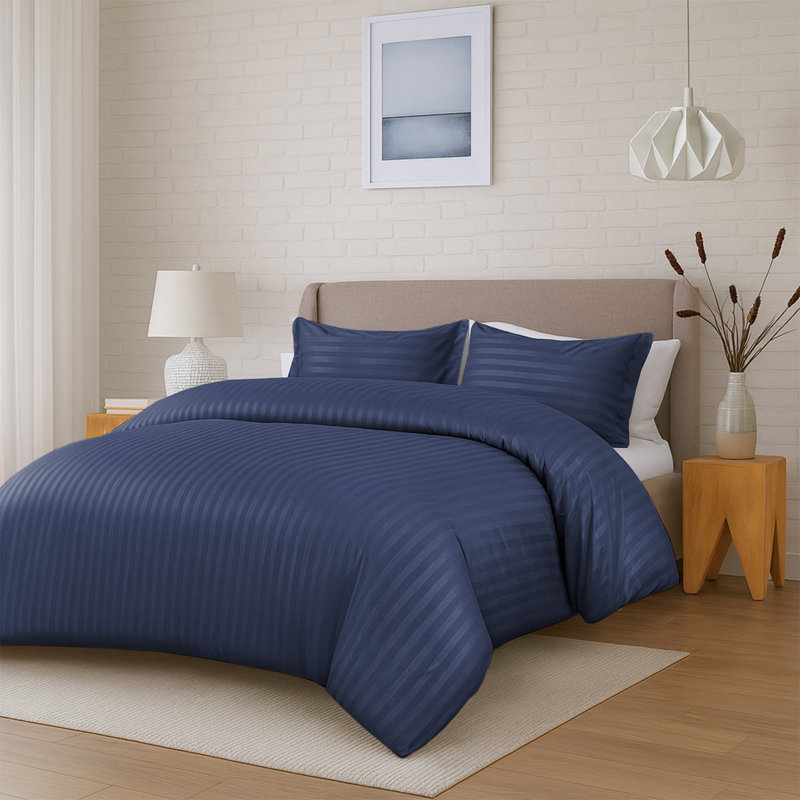 Aspire Homeware 3 Piece Hotel Quality Dyed Duvet Complete Set with Pillowcases for Premium Comfort, Washed Blue