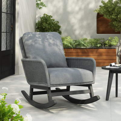 Rashad Modern PE Wicker Rocking Chair With Cushions