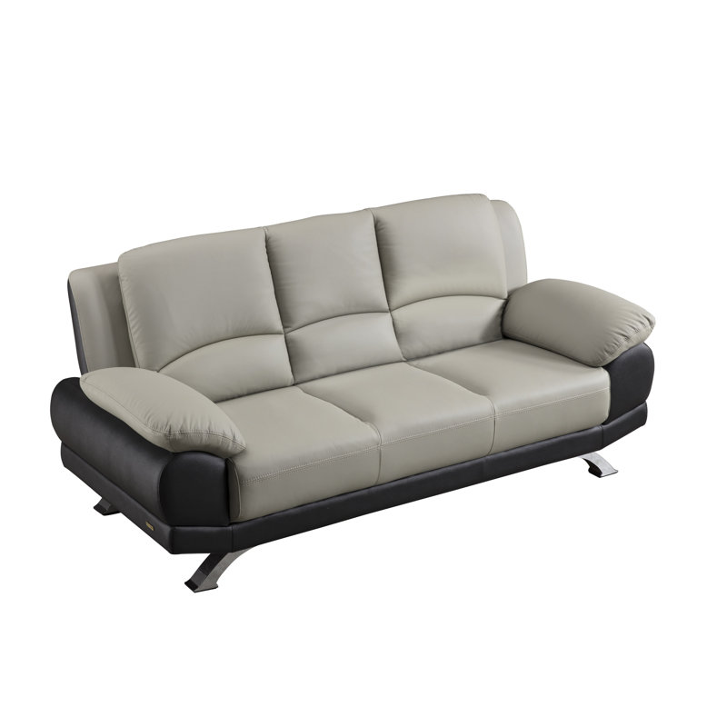 Upholstered 79'' Sofa, Gray/Black Leather Match
