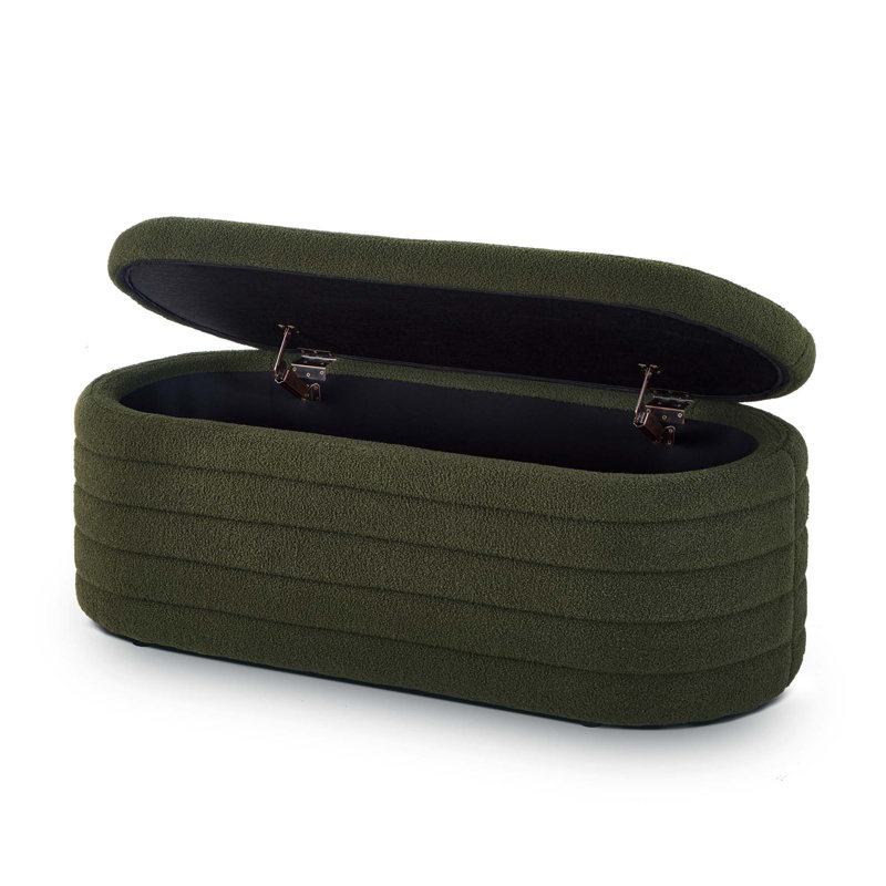 Banc de rangement moderne avec repose-pieds ovale, Vert foncé