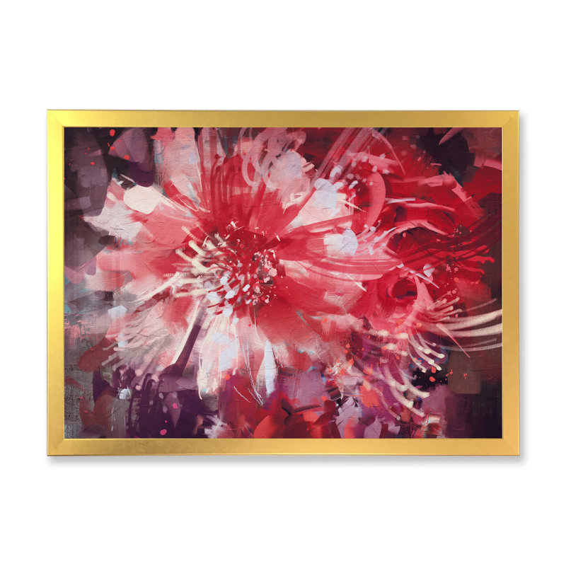 «Abstract Vivid Flower Bouquet», reproduction sur toile, Cadre doré à coins fermés, H 16 po x l 32 po x P 1 po