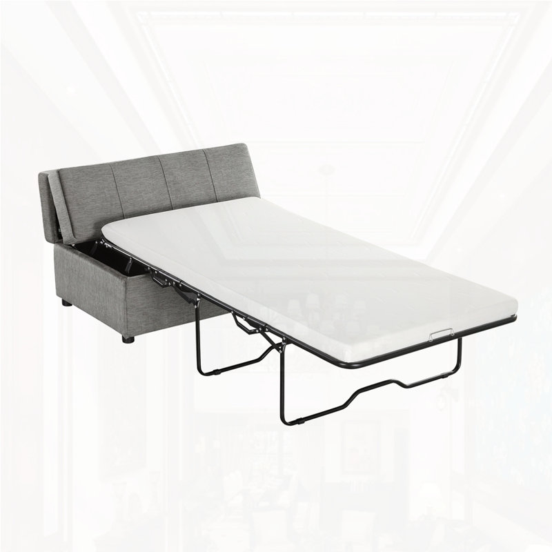 Lit simple avec repose-pieds pliant, Gris foncé