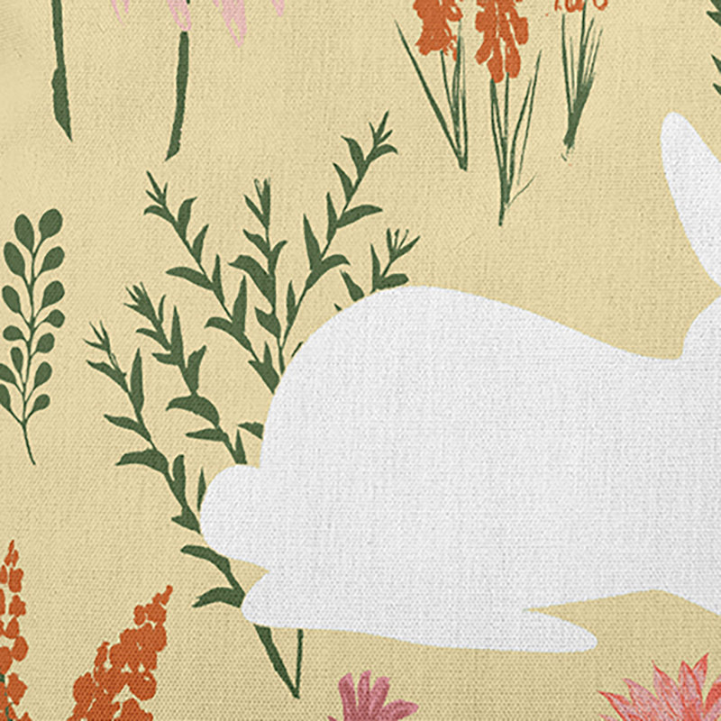 Coussin Spring Meadow Bunny, 18 po x 18 po, Jaune clair