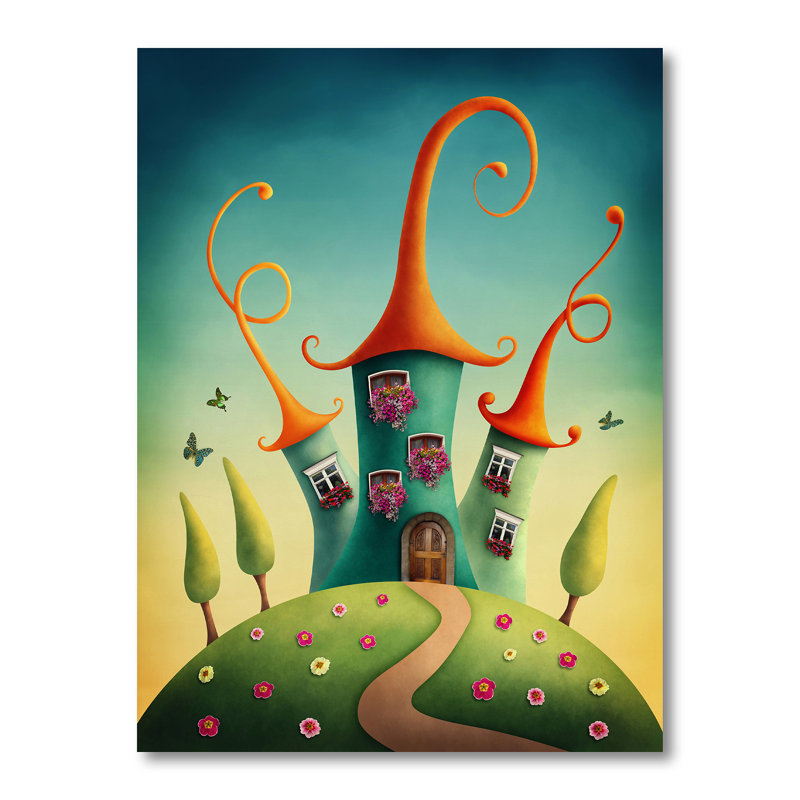 «Blue Fantasy Castles With Red Toits», reproduction sur toile, H 20 po x l 12 po x P 1 po, Toile tendue