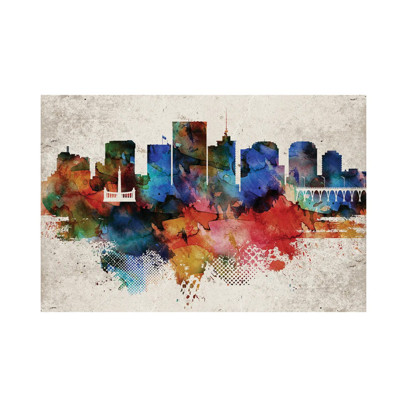 Richmond Abstract Skyline - Wrapped Canvas Print, 66.04 cm H x 45.72 cm W
