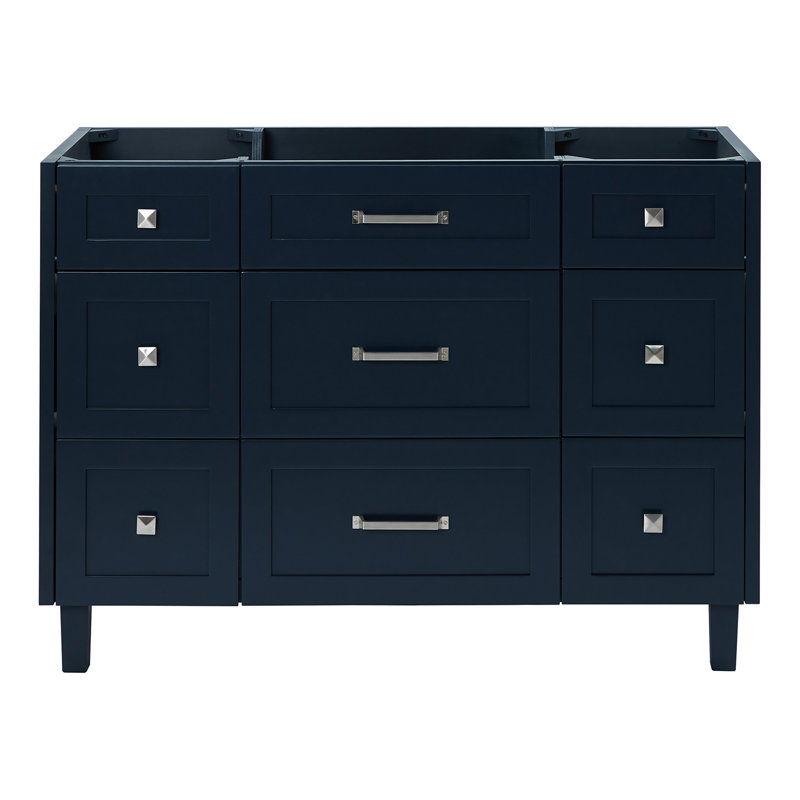 ARIEL Monreau 48" Solid Wood Single Bathroom Vanity Base Only in Midnight Blue, Blue