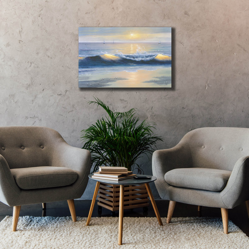 «Blue Waves» par Diane Romanello, H 26 po x l 40 po x P 1,5 po