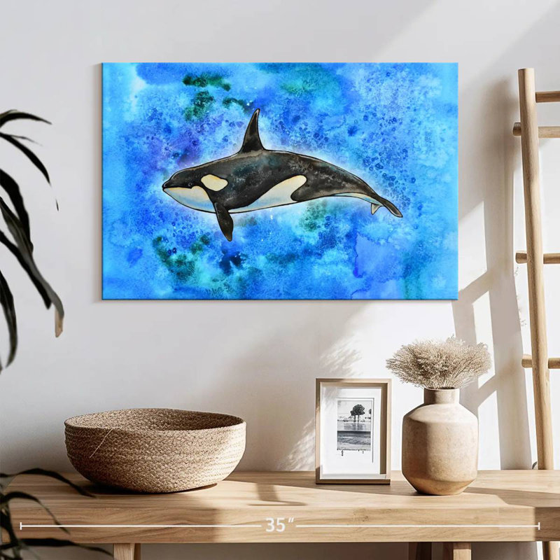 Orca On Blue, 16" H x 24" W
