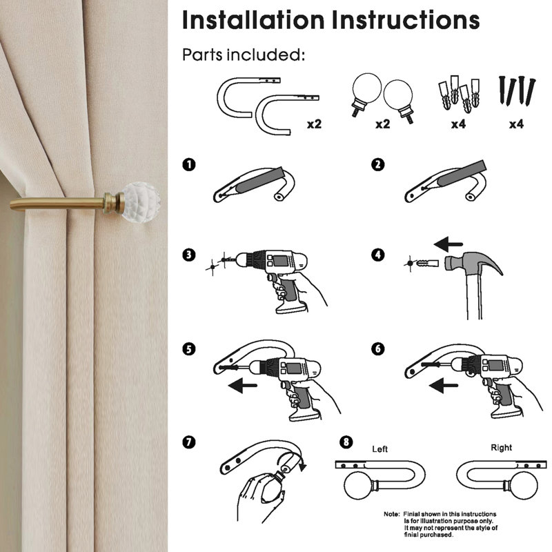 Zarwa 5.5'' Overall Width Curtain Holdback (Set of2)