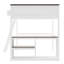 Grand lit mezzanine avec bureau, tablettes de rangement et station de charge USB, blanc, conception peu encombrante