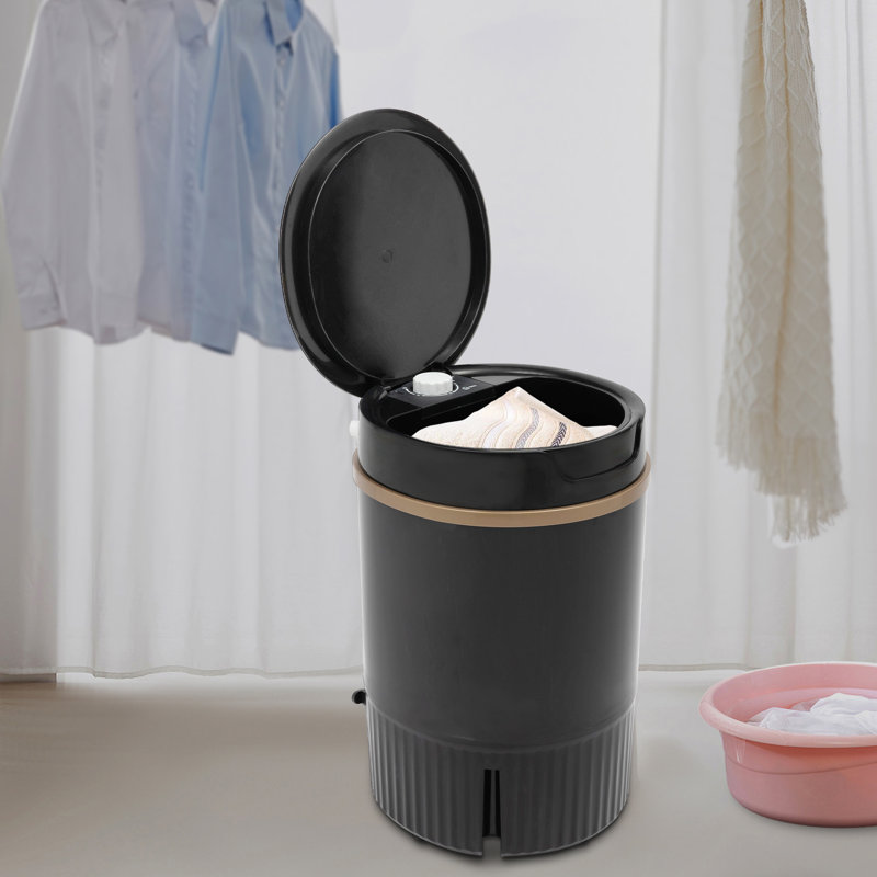 Portable Mini Washing Machine with Spin Basket, 1.19 Gal Washer with Timer & Drain Hose, Matte Black