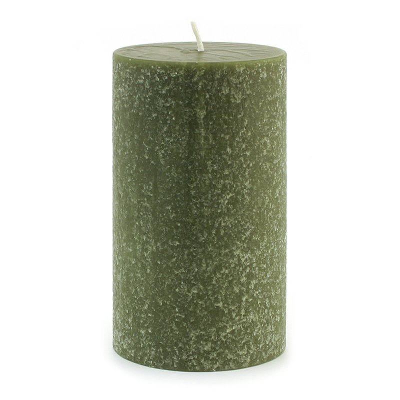 Timberline Unscented Pillar Candle, 6" H x 4" W x 4" D, Dark Olive