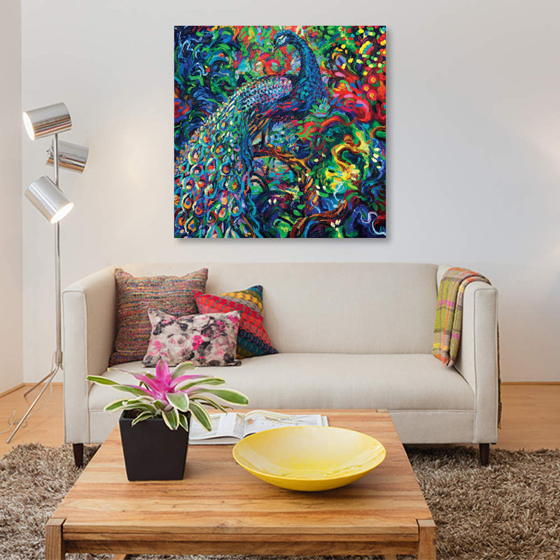 « oiseau view view », impression sur toile, H 12 po x l 12 po x P 1,5 po, Toile tendue, Pas de tapis