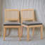 Chaises de cuisine en lin rembourrées à dossier en rotin - Ensemble de chaises de salle à manger de style Mid-Century moderne avec structure en bois franc naturel-211960357