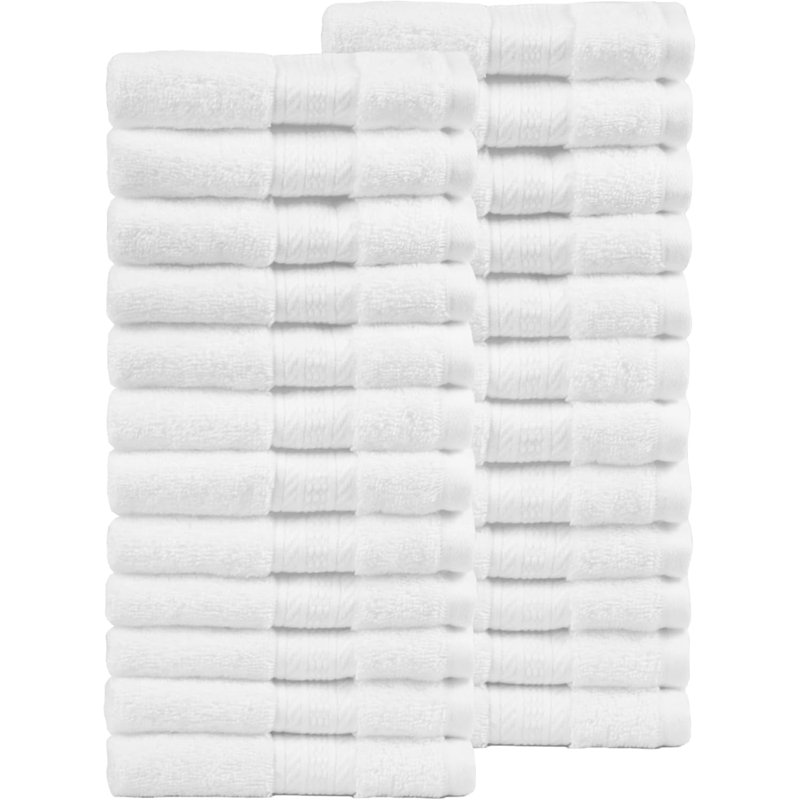 Trident White Hospitality 24-Piece Washcloth Set