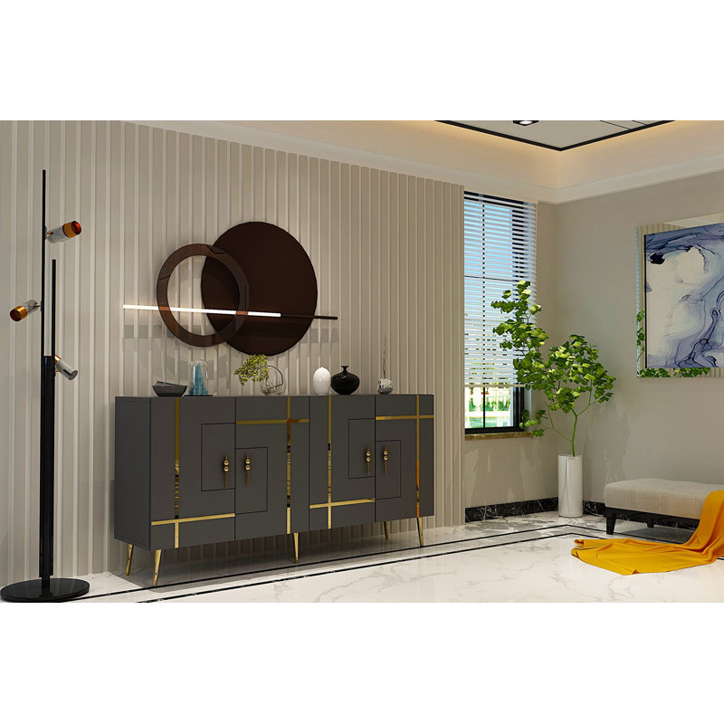 Olivia 150cm Console Table, Grey/Gold