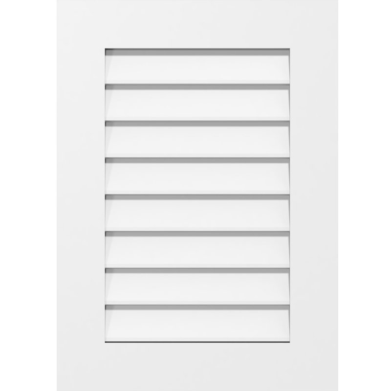 Évent de pignon rectangulaire non fonctionnel à cadre standard en PVC, H 18 po x l 30 po