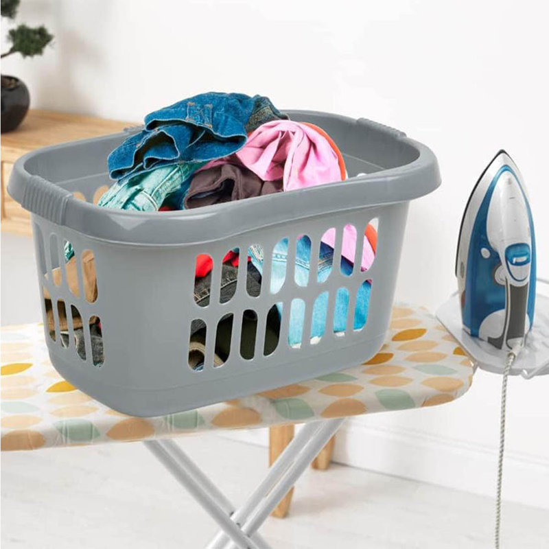 Plastic Laundry Hamper, Silver