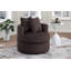 Chaise pivotante rembourrée en velours côtelé d'aspect fourrure chocolat à 360 degrés-133433046