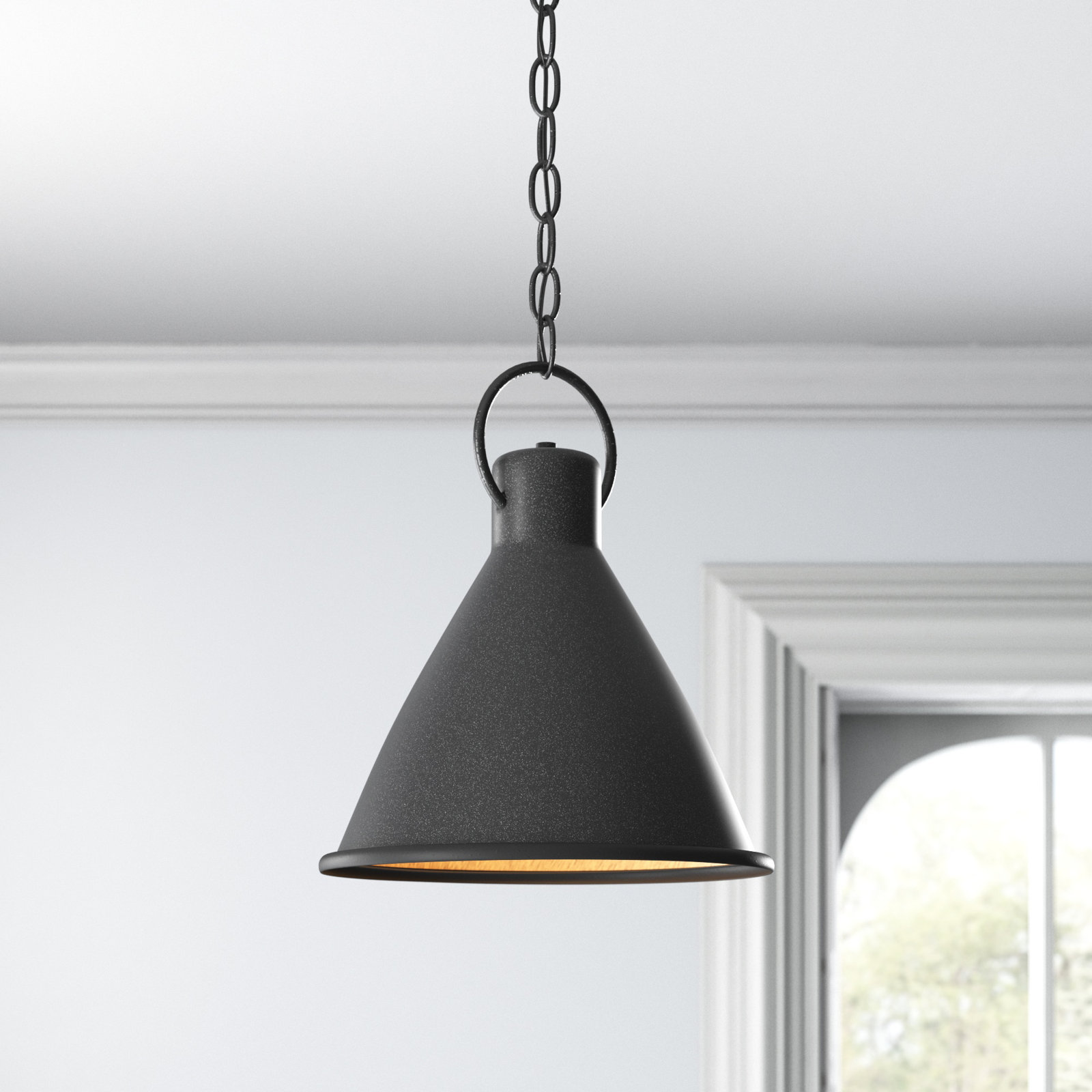 Amara Single Light Metal Dimmable Pendant, Aged Zinc, 21.5" H x 18" W x 18" D