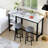 Bar Table Set For 2 With Storage Shelves, 4-Tier Faux Marble Bar Height Table With 2 Grey Velvet Upholstered Stools, Modern 3-Piece Dining Table Set Of 2 For Kitchen, Home, Studio, Office