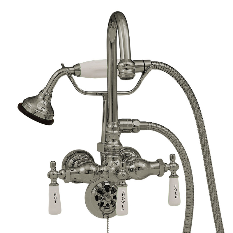 Tub Mount Gooseneck Faucet with Handheld (P0402), Matte Nickel