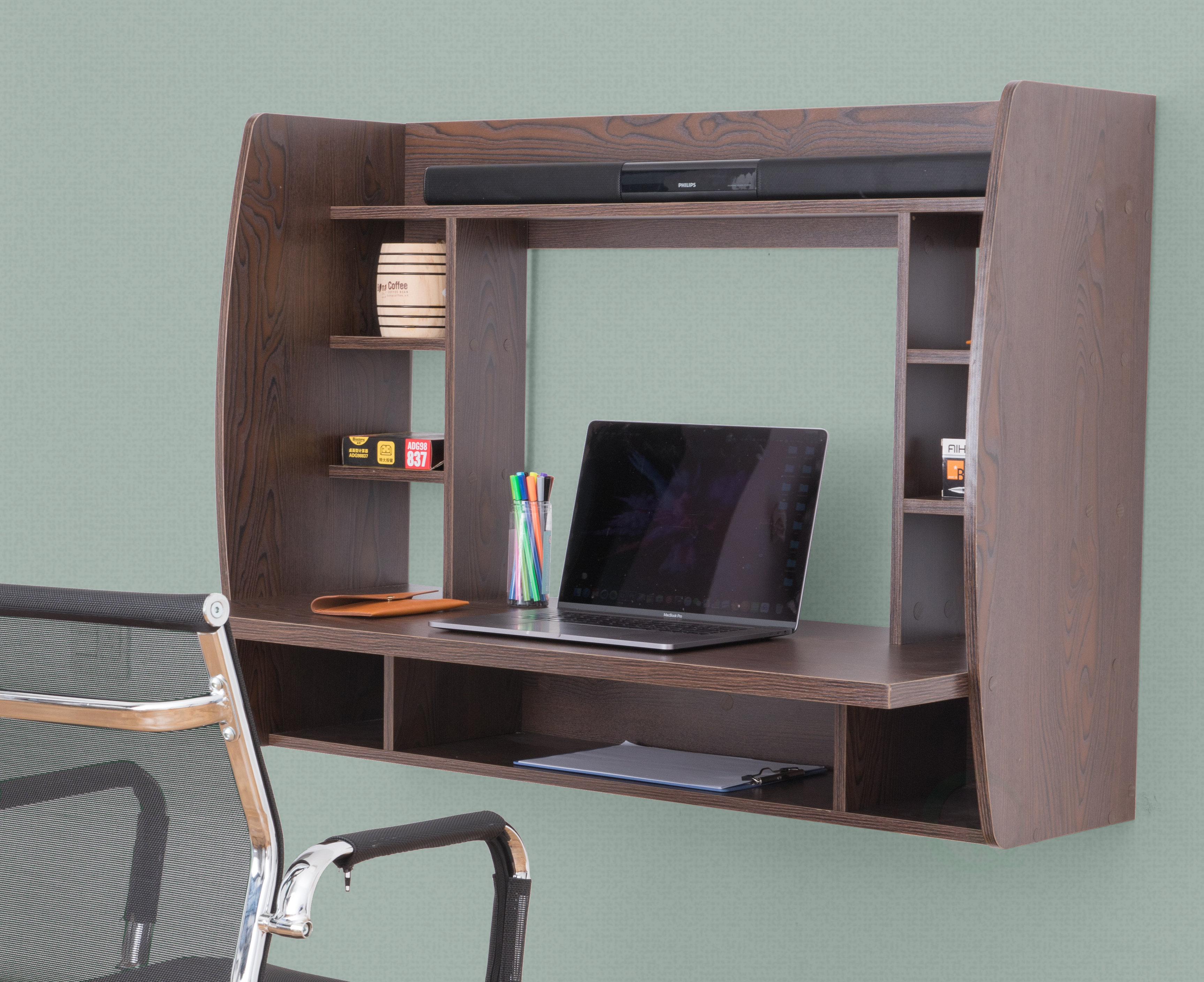 Latitude Run® Amon Versatile Wall Mount Floating Computer Desk ...