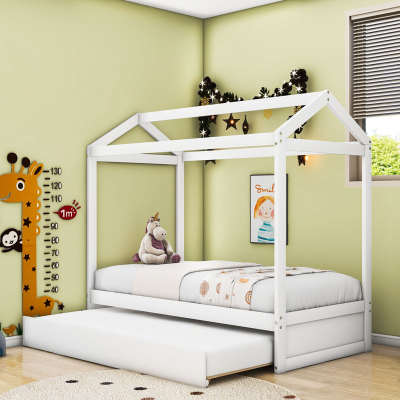 Lit simple en bois avec lit gigogne
