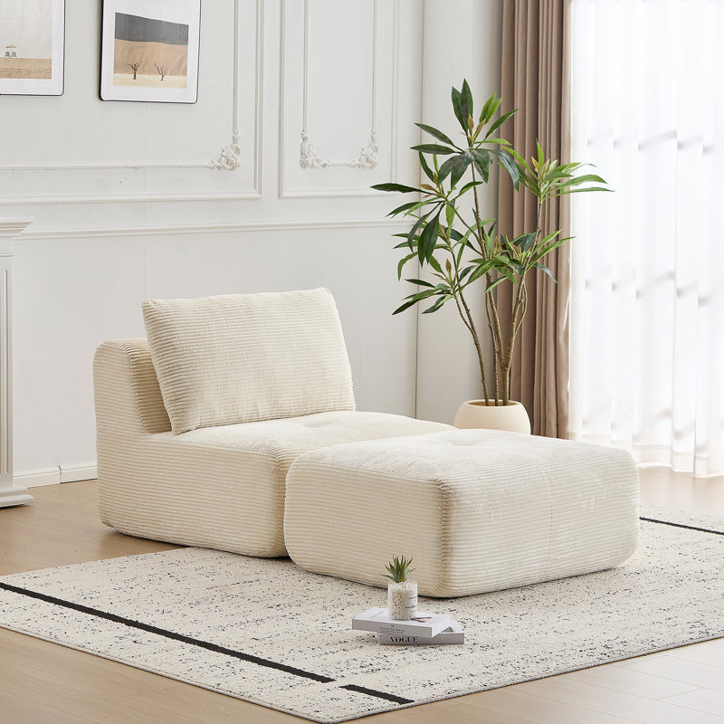 Canapé modulaire en mousse à mémoire de forme moderne modulaire Cloud avec repose-pieds mobile sans assemblage, beige, Beige