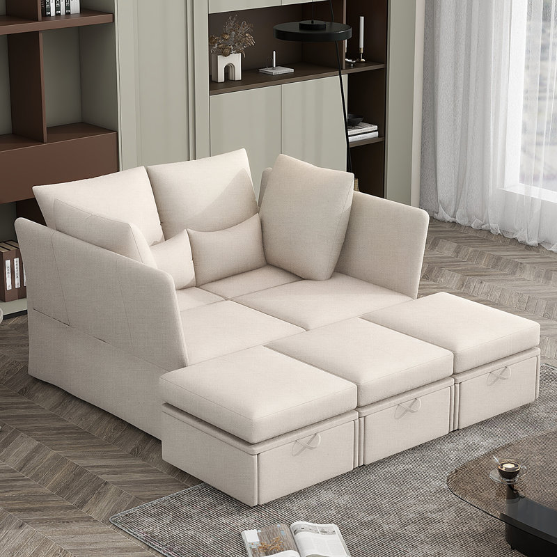 Modular Sofa With Memory Foam Cushions And Movable Seats