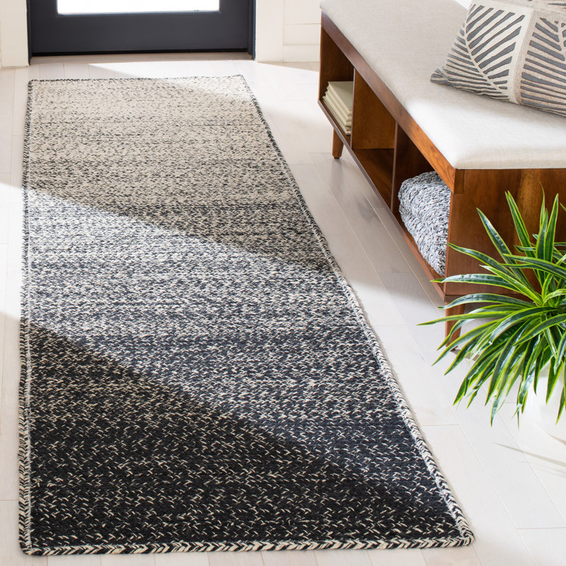 Tapis beige / noir en jute fabriqué à la main Romet Ombre, Tapis de couloir 2 pi 3 po x 8 pi