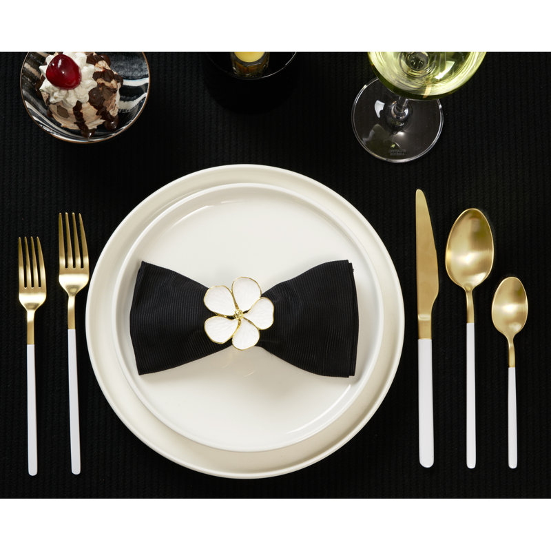 Alloy Napkin Ring, White/Gold