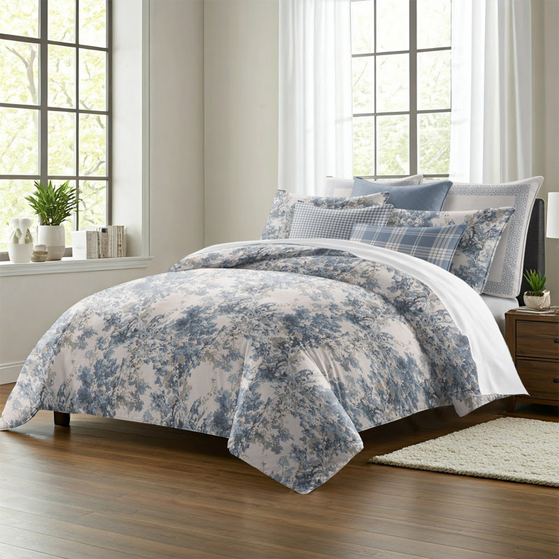 Dolce  Blue Fog Cotton Coverlet Set  8 Piece, Super King Coverlet + 7 Additional Pieces