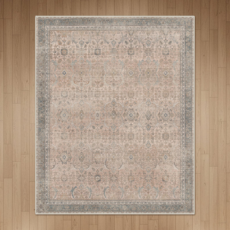 Tapis rose Abastos, Beige avoine, Rectangulaire 8 pi x 10 pi