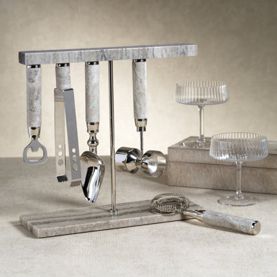 Marbella 5-Piece Bar Tool Set, Marble