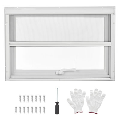 Fenêtre de toit coulissante 37 po x 25 po, fenêtre de sortie pivotante en verre trempé avec serrure de sécurité pour enfants, idéale pour le balcon, la cuisine et la salle de bain