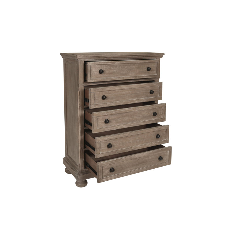 Aceves 40'' W 5 - Drawer Dresser, Pewter