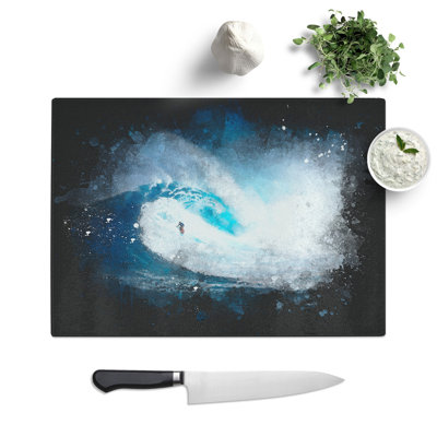 Tempered Glass Surfing the Wave Chopping Board