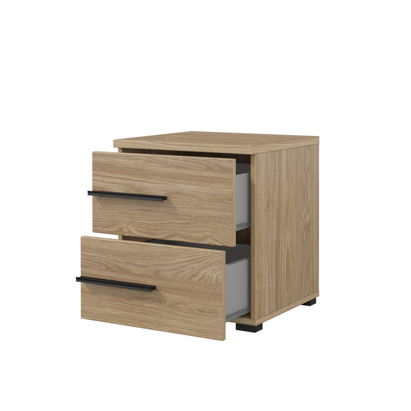 Mathyus 45cm W Manufactured Wood Bedside Table, Beige