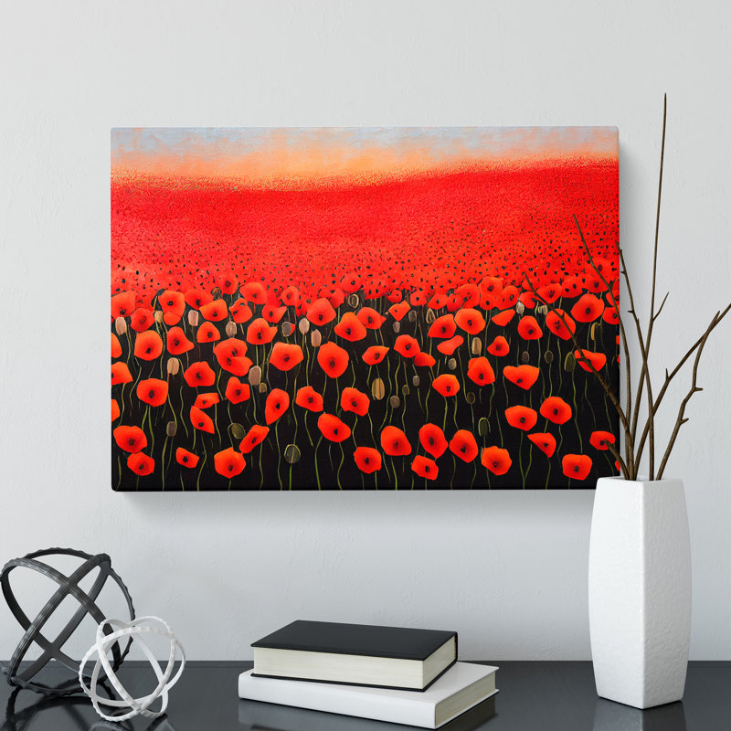 Adventurous Poppy Field Flowers - Wrapped Canvas, 50cm H x 76cm W x 3cm D